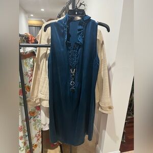 Elie Tahari Teal Blue Ruffled Dress